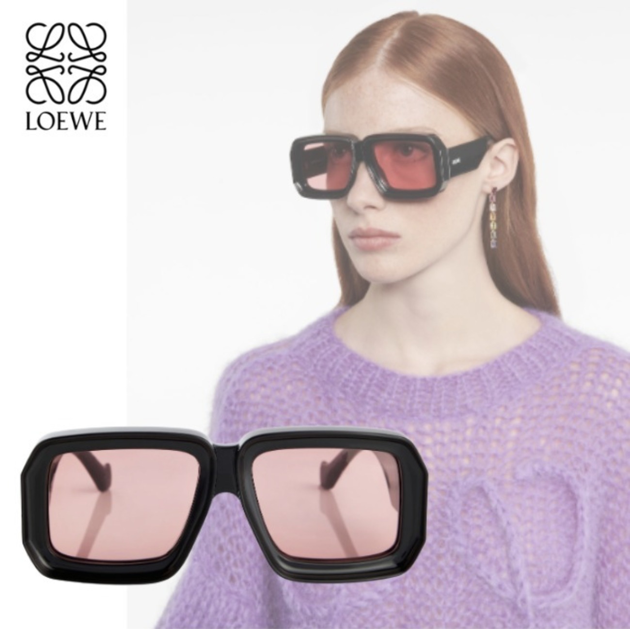 【LOEWE】Paulas Ibiza スクエア サングラス ブラック