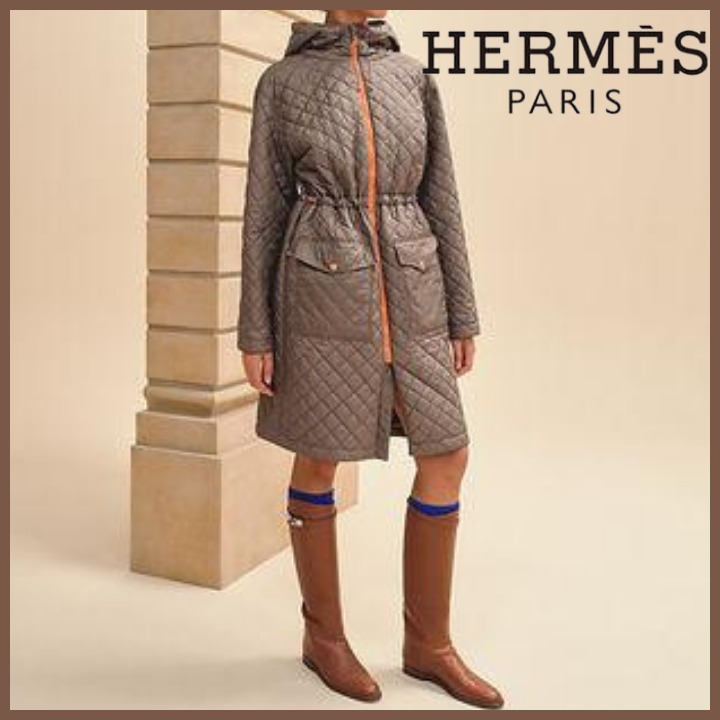 《可愛い★》HERMES フード付きキルティングコート キルティング
