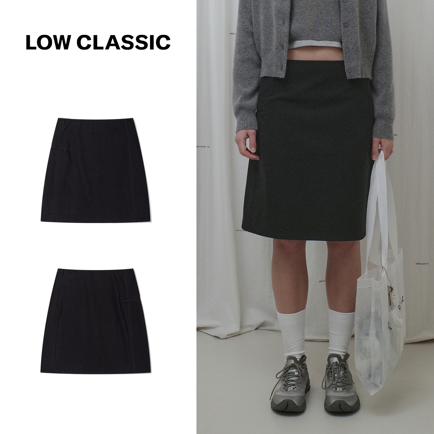 スカート LOW CLASSIC : 24FW / COTTON POCKET MIDI SKIRT