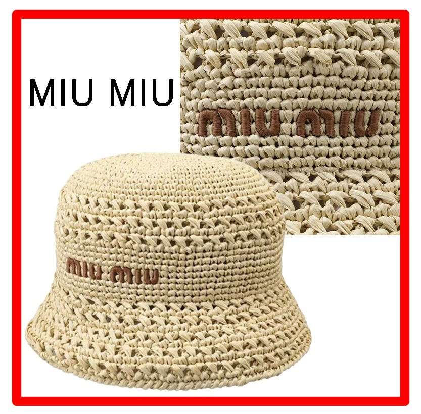 ☆人気☆【MIU MIU】☆ウーブン ファブリック バケットハッ.ト☆