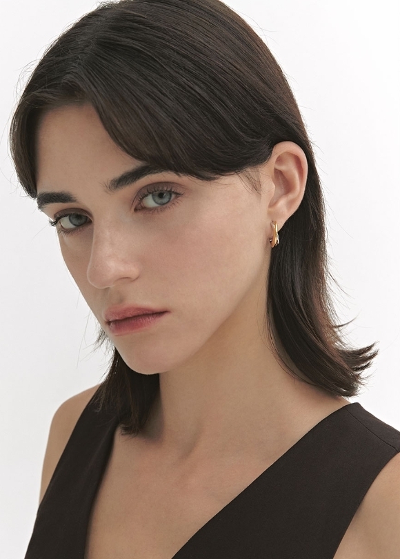【HYERES LOR】24FW★ Silver (C) Twist One Touch Earrings M Designer fashion, Seoul-fully created | W Concept