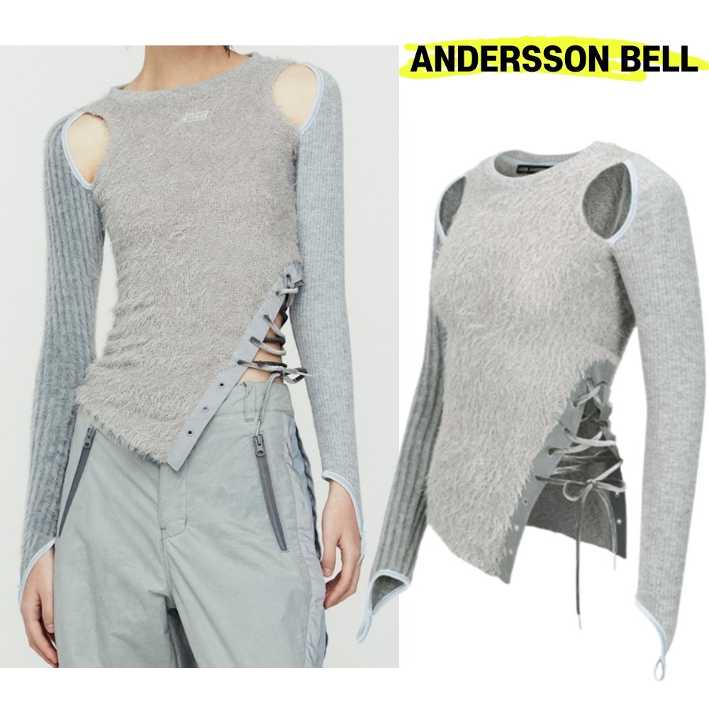 Tシャツ・カットソー [ANDERSSON BELL] HAIRY CUT-OUT TOP : GREY