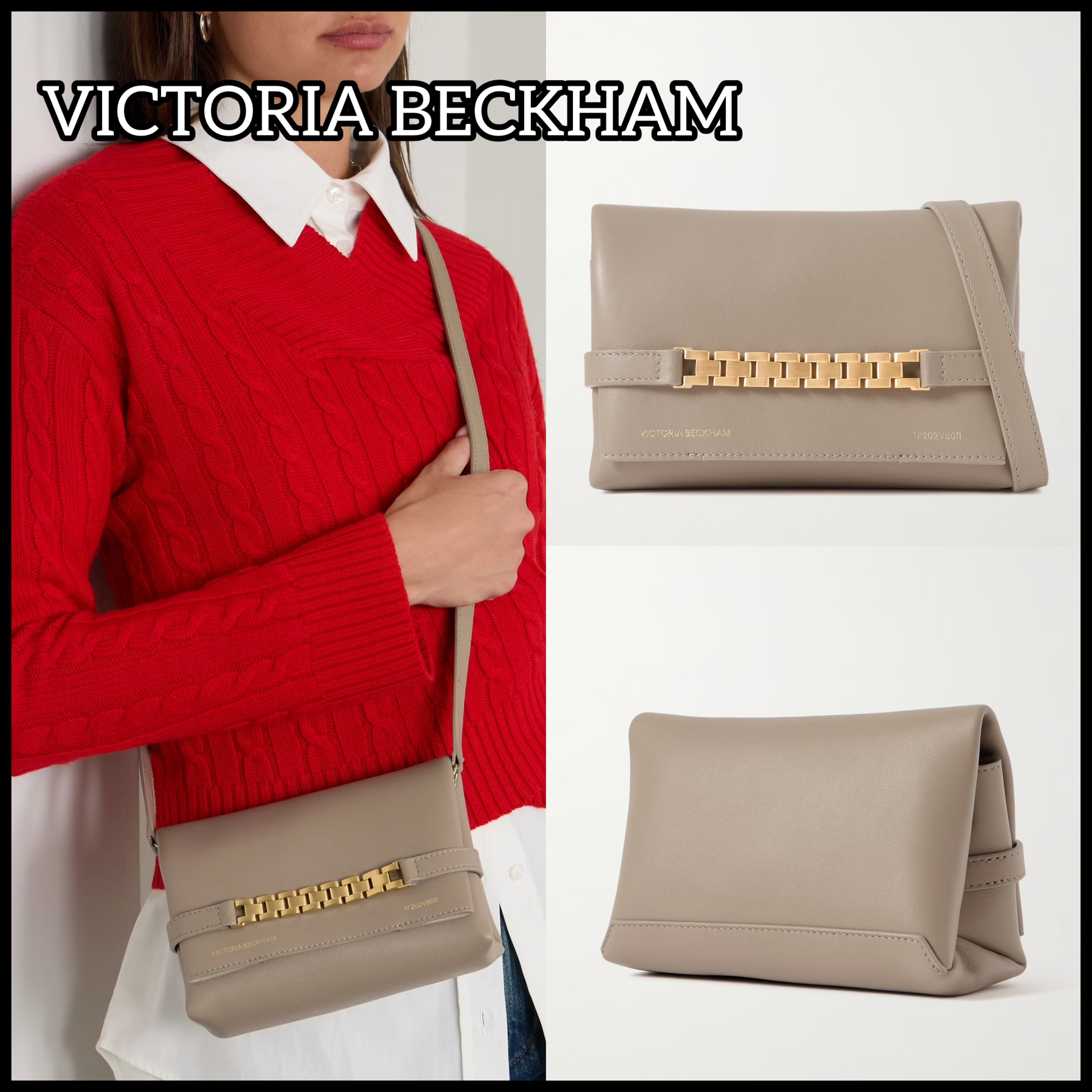 【VICTORIA BECKHAM】Minichain-embellishedtextured-leatherbag