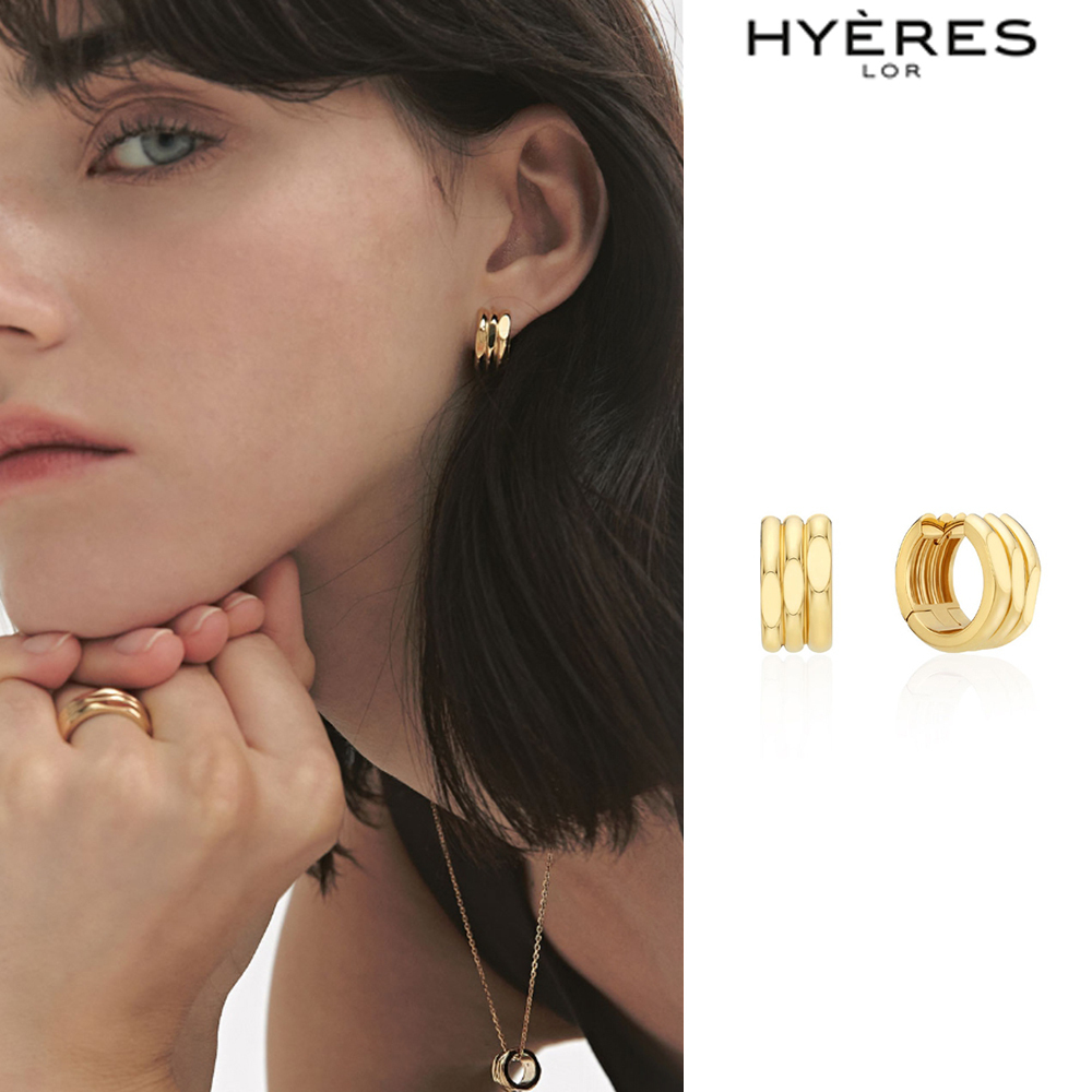 【HYERES LOR】24FW★ Triple Cut-Out SL One-Touch Earrings