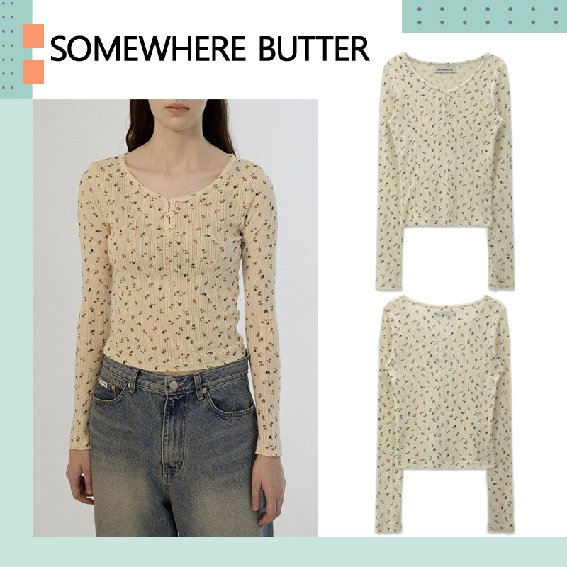 SOMEWHERE BUTTER ♥ Flower Lace Button Long Top