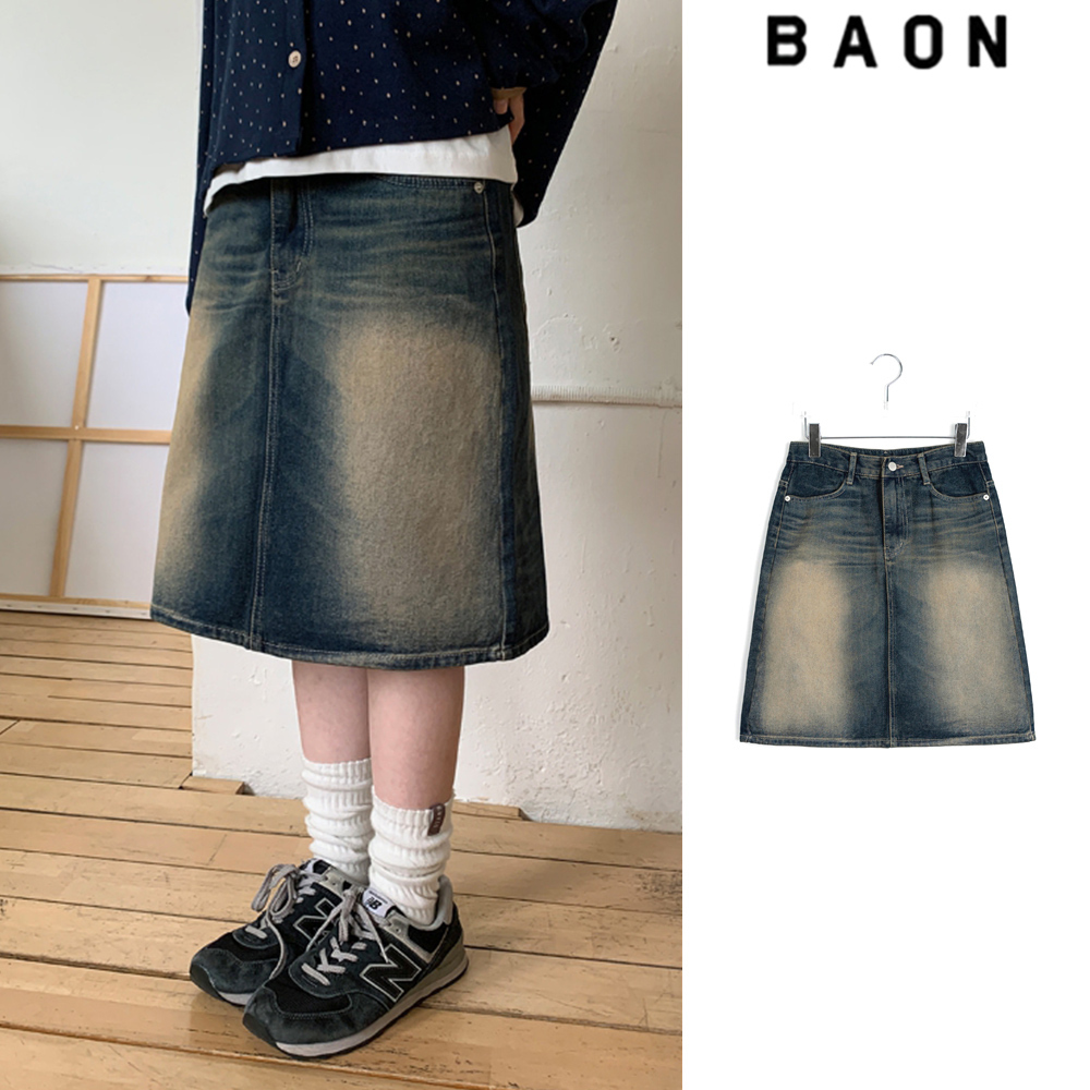 【BAON】Konare washing denim midi skirt