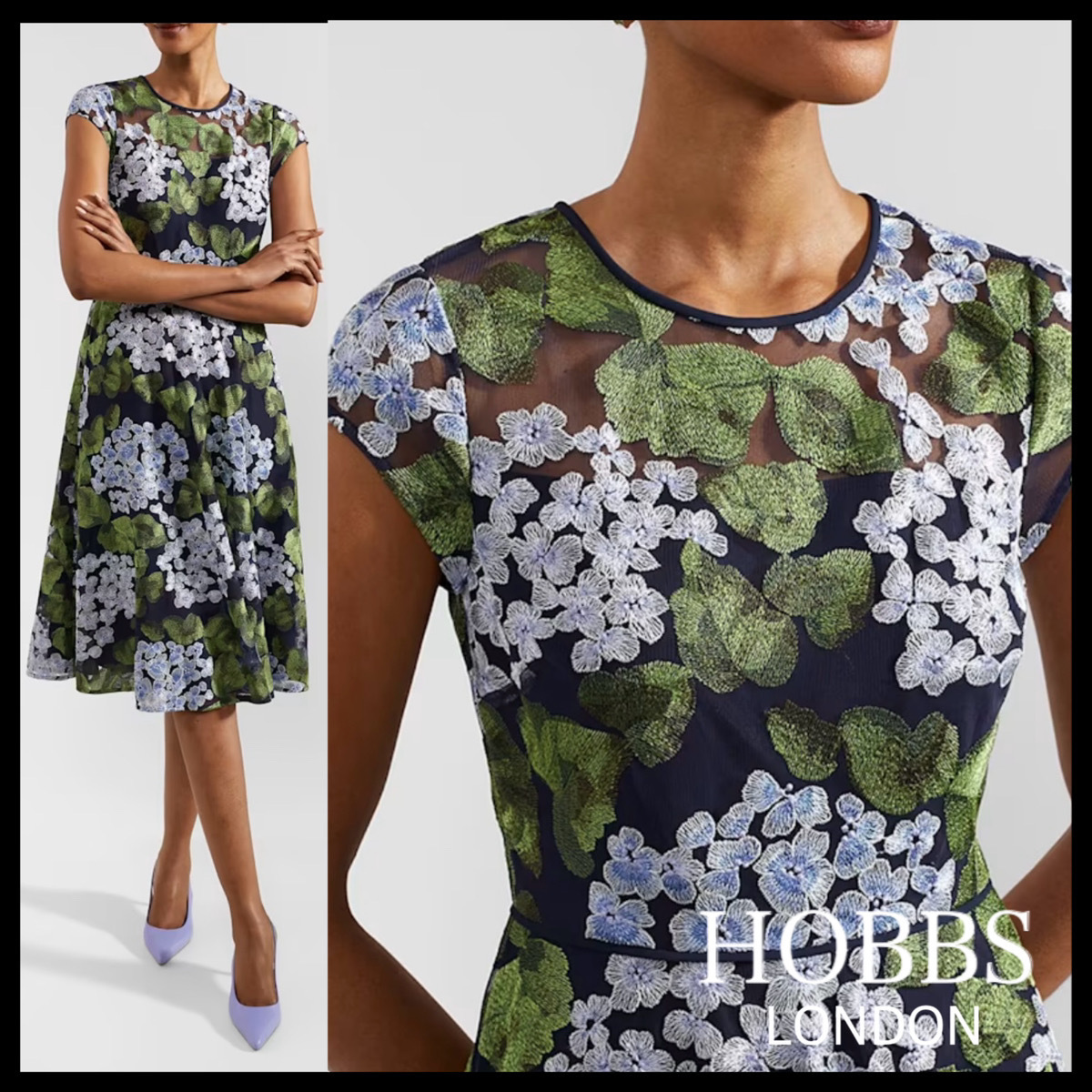 日本未入荷【HOBBS LONDON】ティア 刺繍ドレス