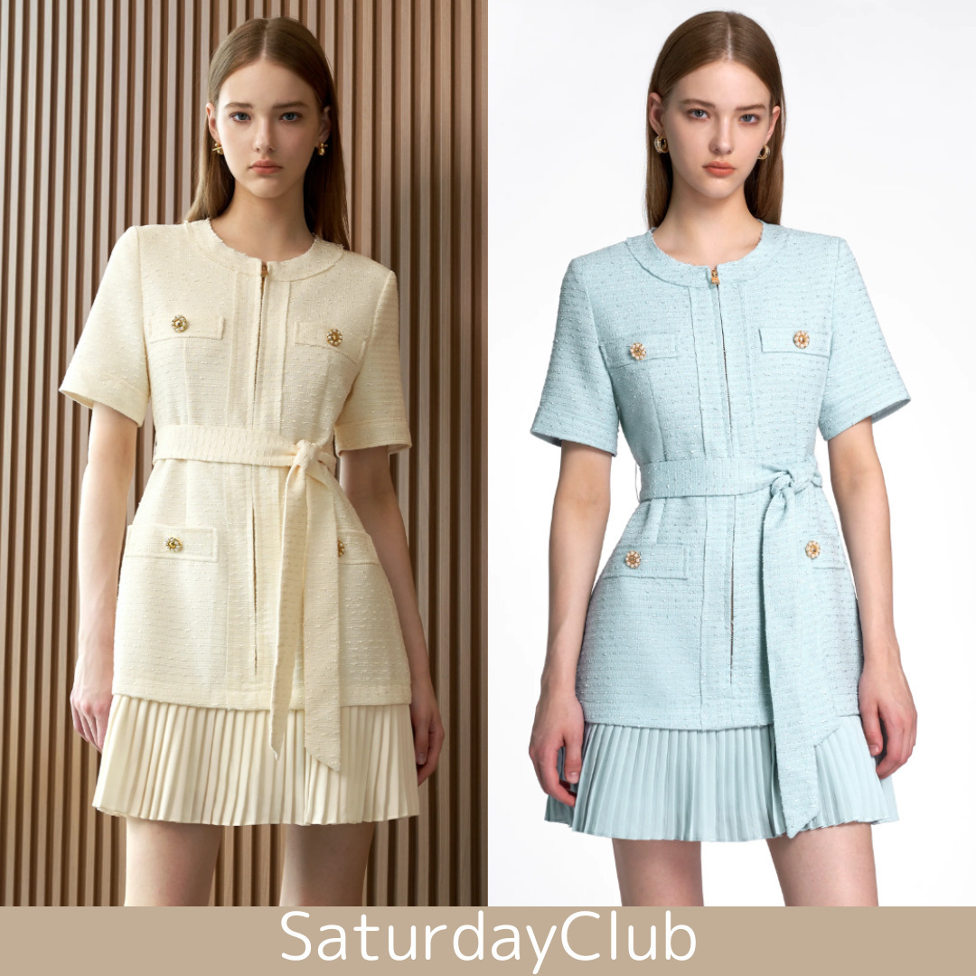【SaturdayClub】ジップアップ プリーツヘム ワンピース*送関込