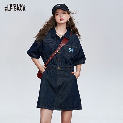 ★ELF SACK★ Garfield  ポロ襟 Tシャツ ワンピース/送料込 ELF SACK(エルフサック) ワンピース(レディース) - 海外通販のBUYMA