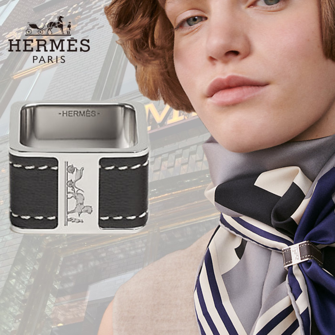 【ポイントになる】HERMES Bolduc Sellierスカーフ90リング