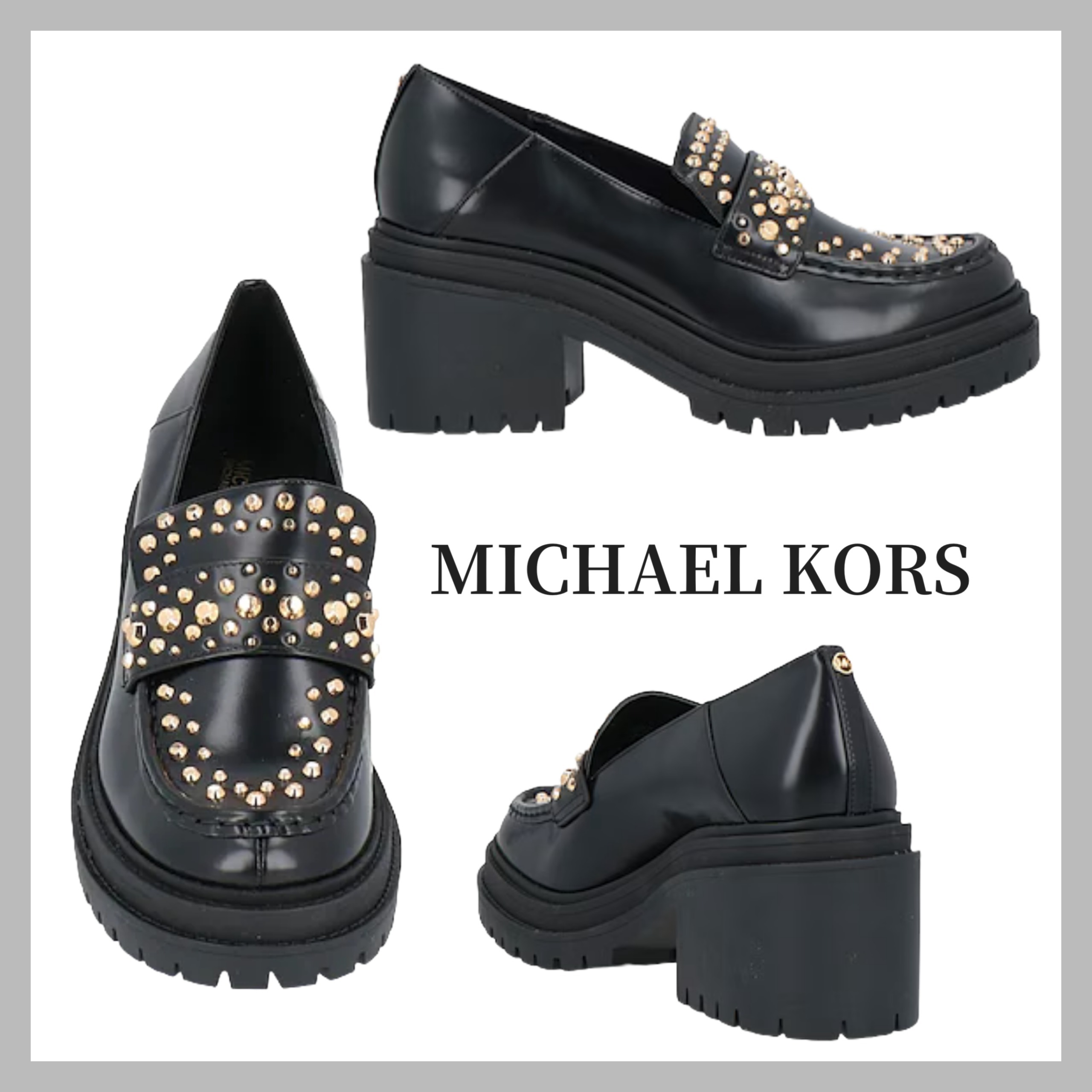 【MICHAEL KORS】 スタッズ チャンキーモカシン /黒