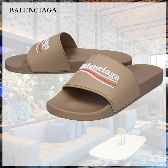 【BALENCIAGA】フラットスライド リラックスロゴサンダル