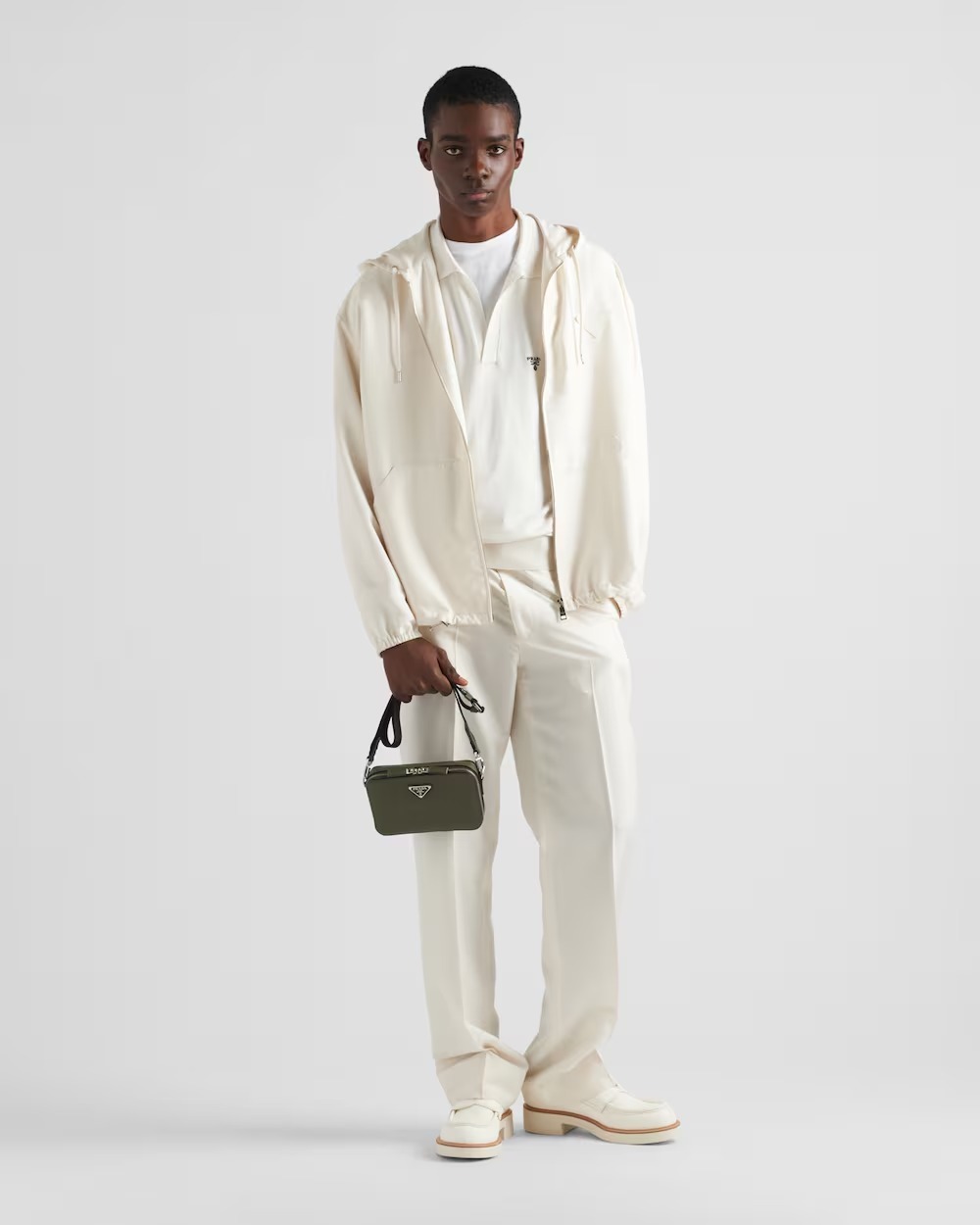《送料無料》 PRADA Silk and cotton polo shirt