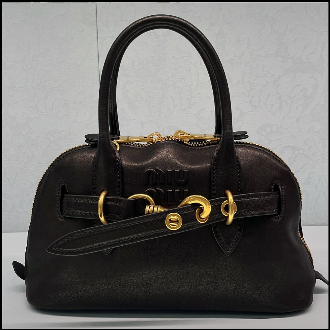 ◆直営店◆【MiuMiu】Aventure レザー トップハンドルバッグ