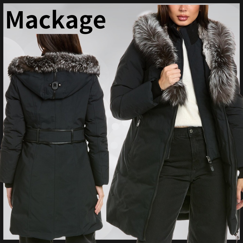 【関税込み】Mackage 上質 Trish X Leather-Trimダウンコート 黒