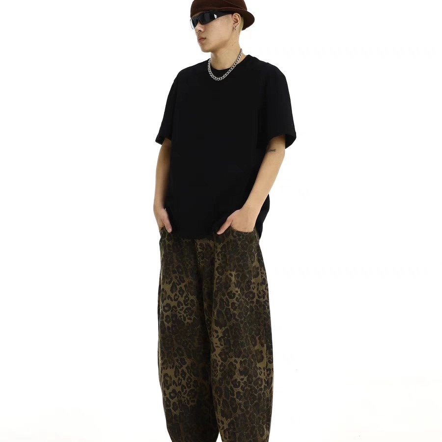ヒョウ柄 パンツ ヒップホップ ワイド レッグ アメリカン クール