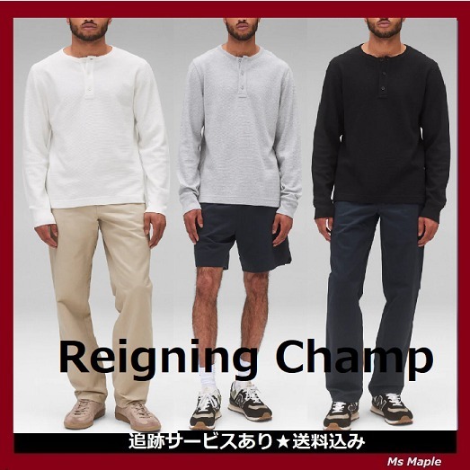 軽量☆ワッフルニット【Reigning Champ】ヘンリーシャツ