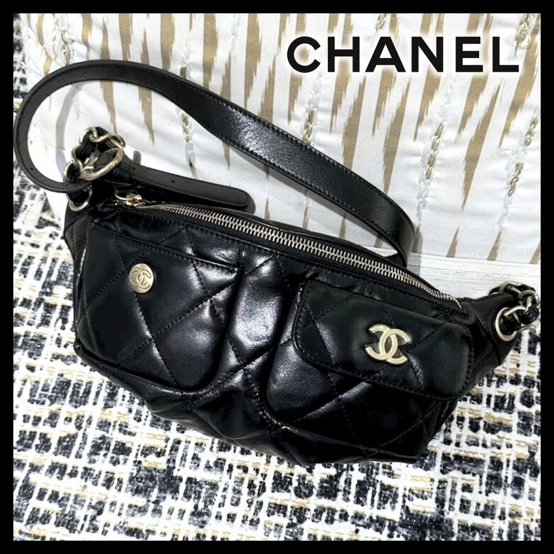 【ポケットが多くて便利♪】CHANEL ウエスト ショルダーバッグ