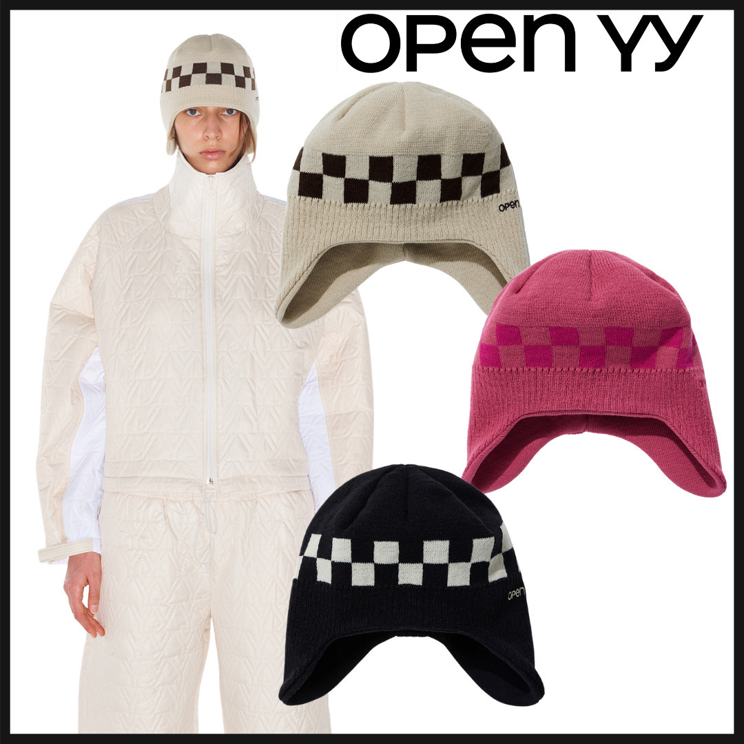 【OpenYy】チェッカーボード イヤーフラップ ビーニー