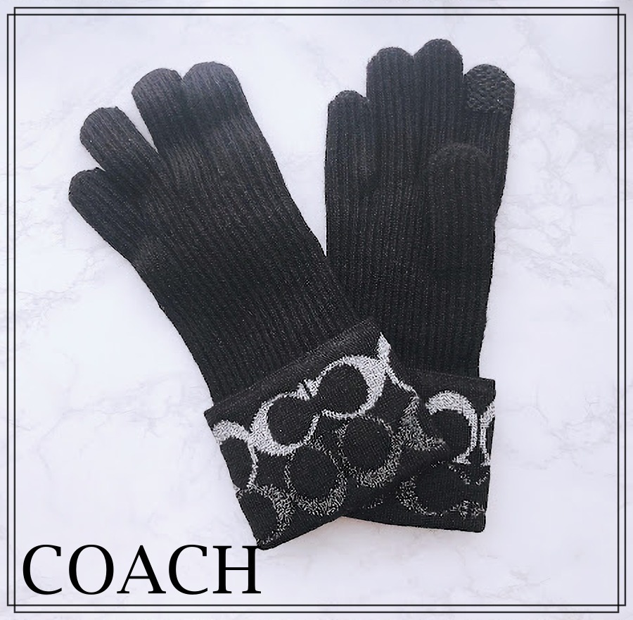 【数量限定】COACH シグネチャーメタリックニットグローブ