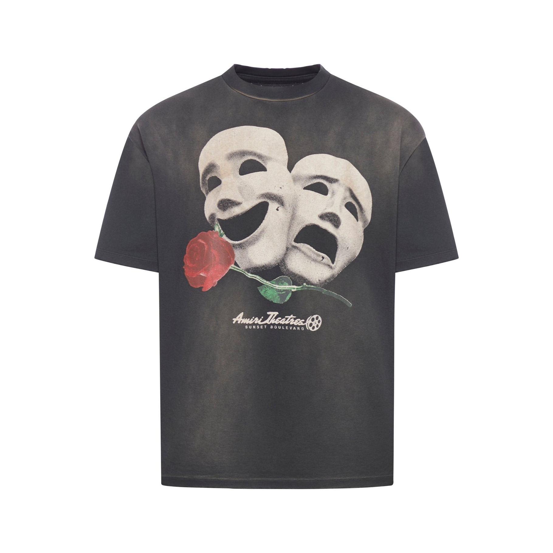 アミリ シアターマスクプリントオーバーサイズTシャツ ブラック