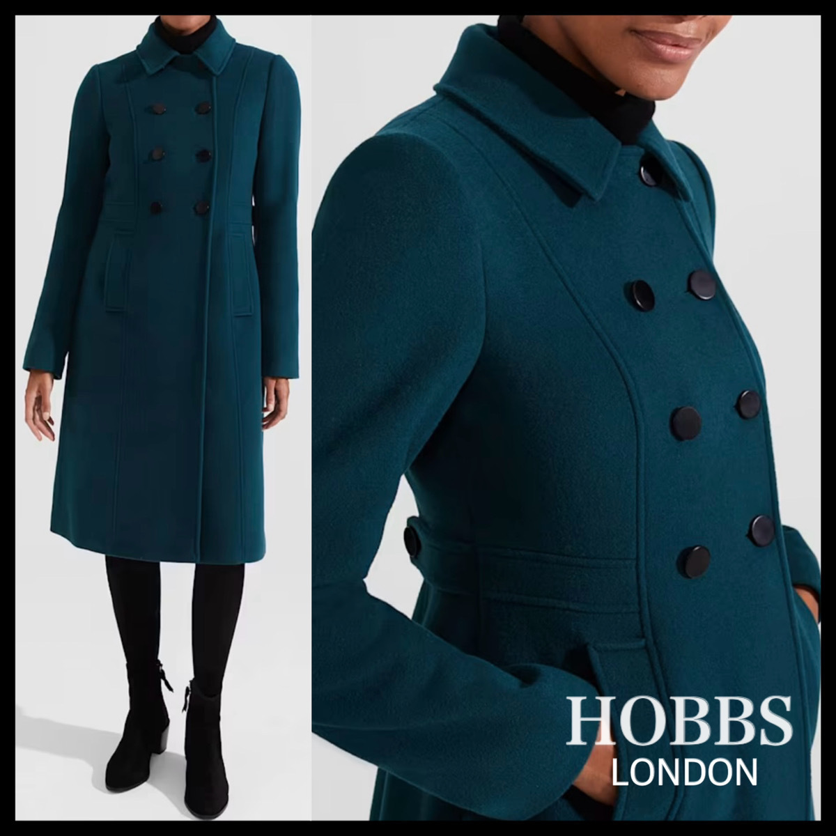 日本未入荷【HOBBS LONDON】ブルーウールコート