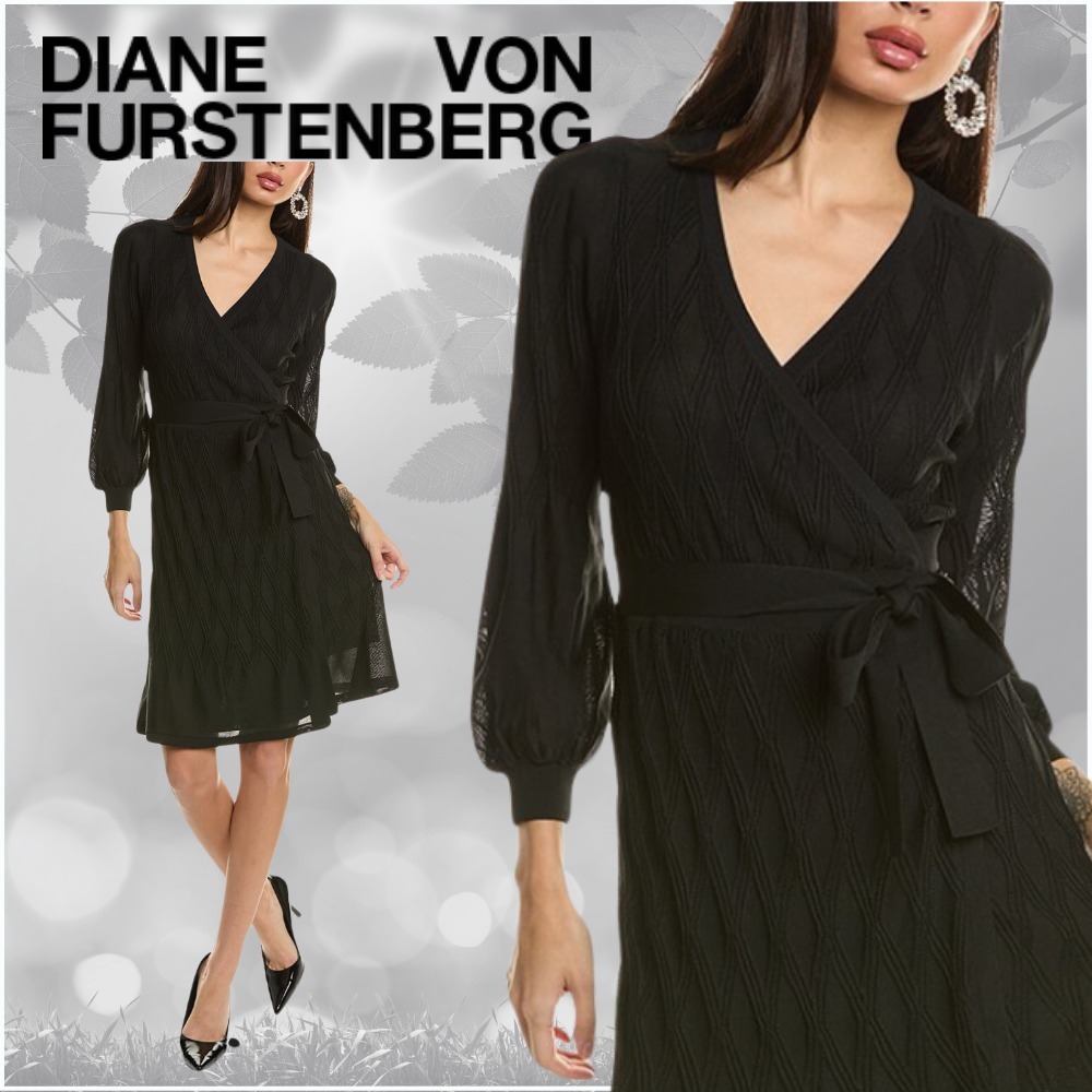 【関税込】DVF★完売必須★美シルエット Brenna Wrap Dress 黒