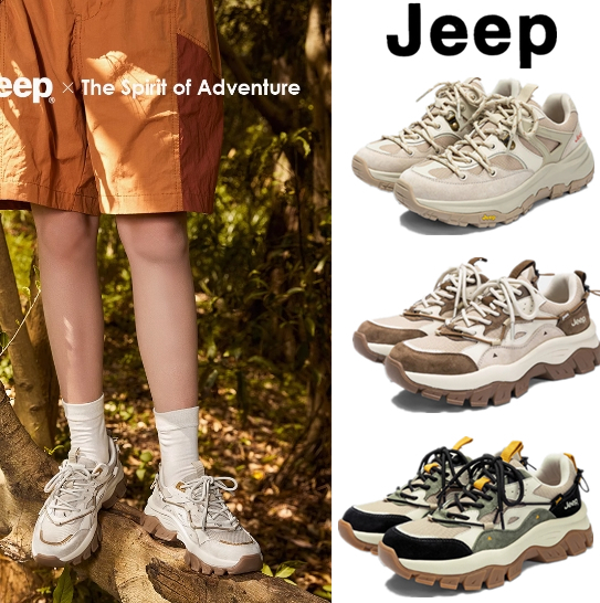 4.6CM UP!JEEPダッドスニーカー レディース美脚レトロ厚底