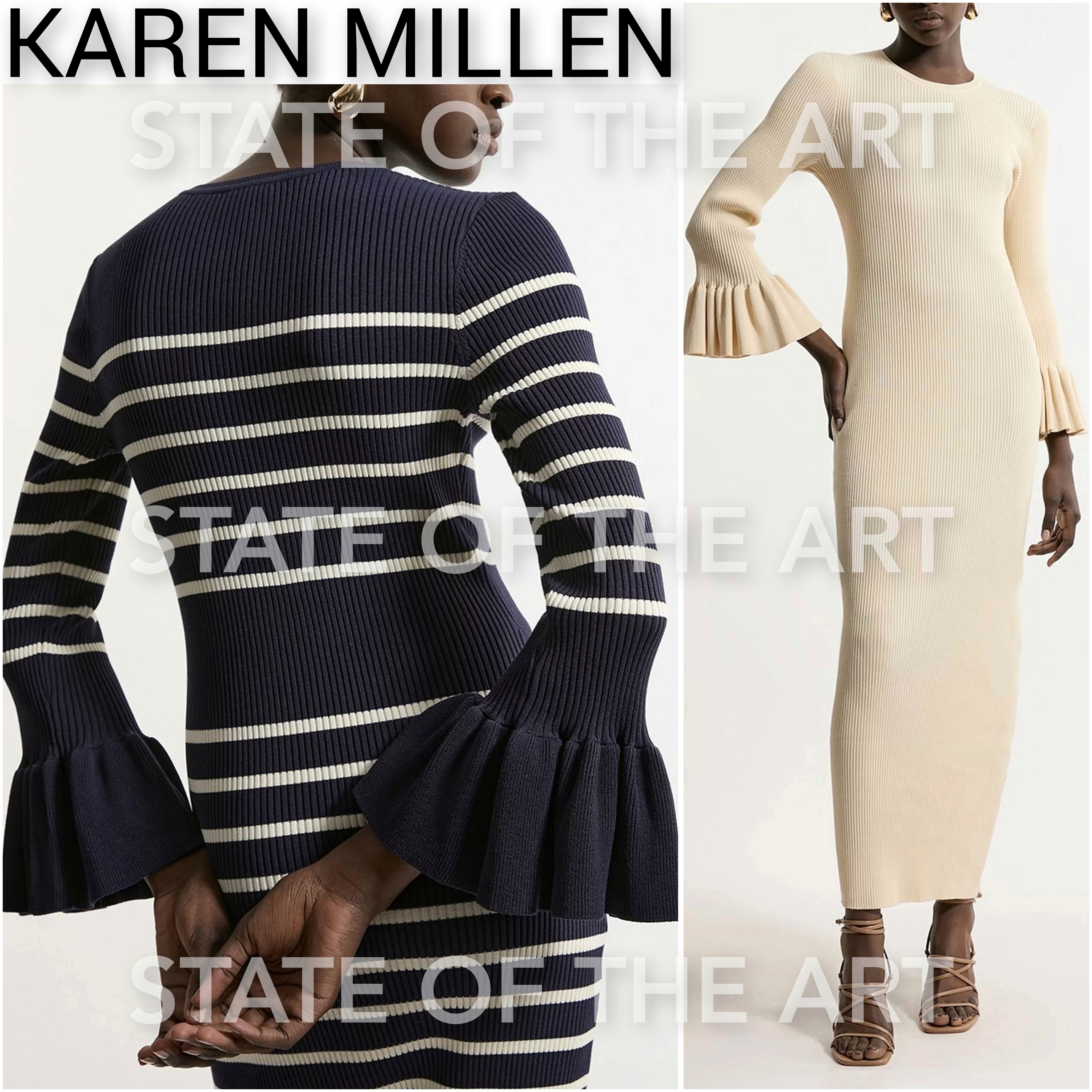 【Karen Millen】フルスリーブ リブニットドレス