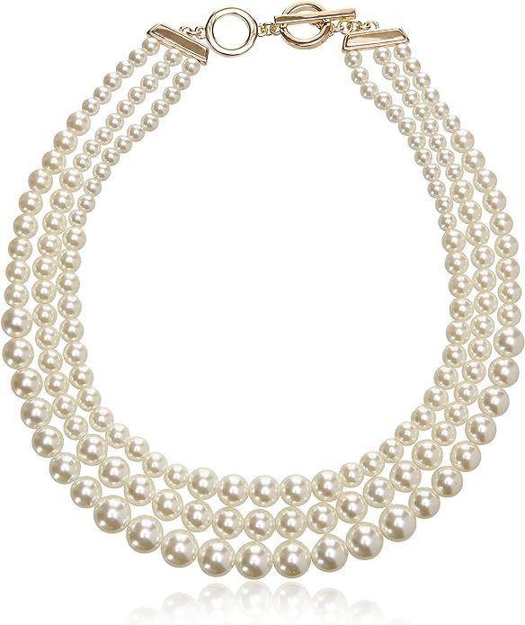 Anne Klein ゴールドトーン パール トグル留め ネックレス