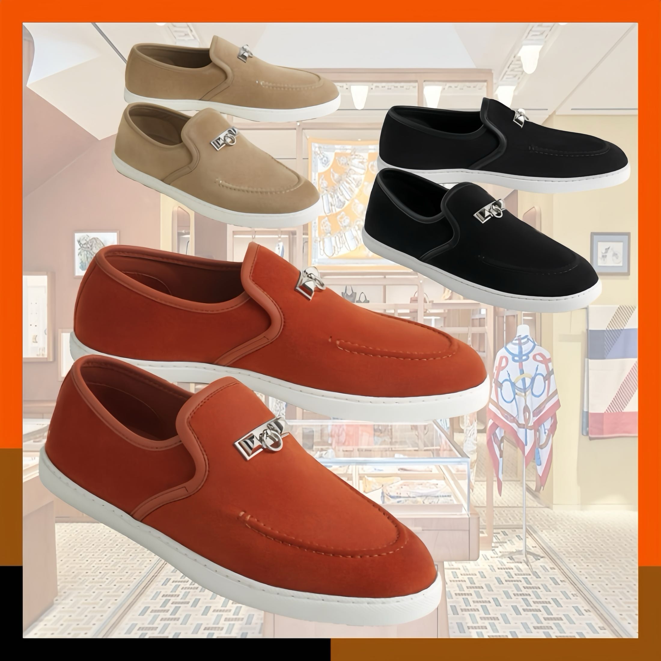 HERMES 最新作 スリッポンスニーカー 本革レザー スタッズ Jour