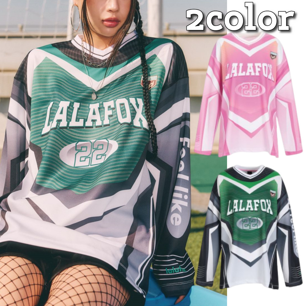 LALAFOX★韓国★人気★LALA SPORTY OVERSIZED JERSEY T-SHIRT