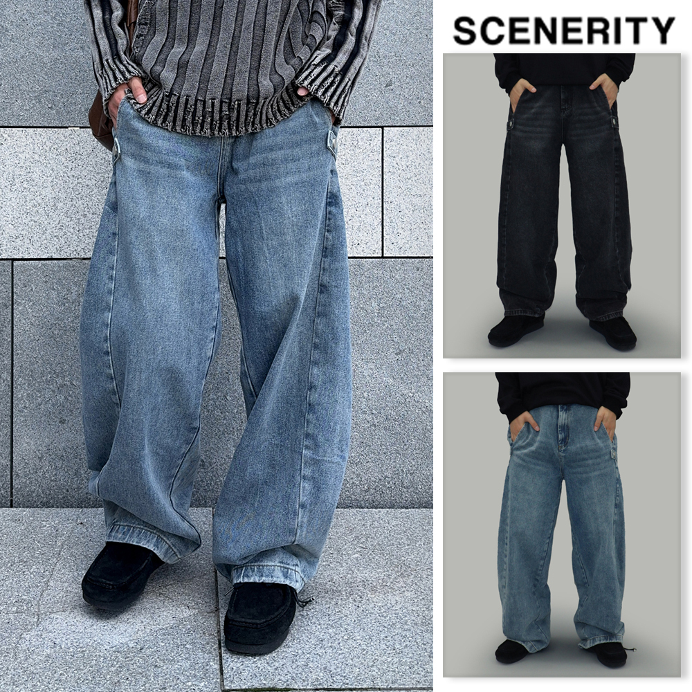【SCENERITY】Snap Button Denim Pants
