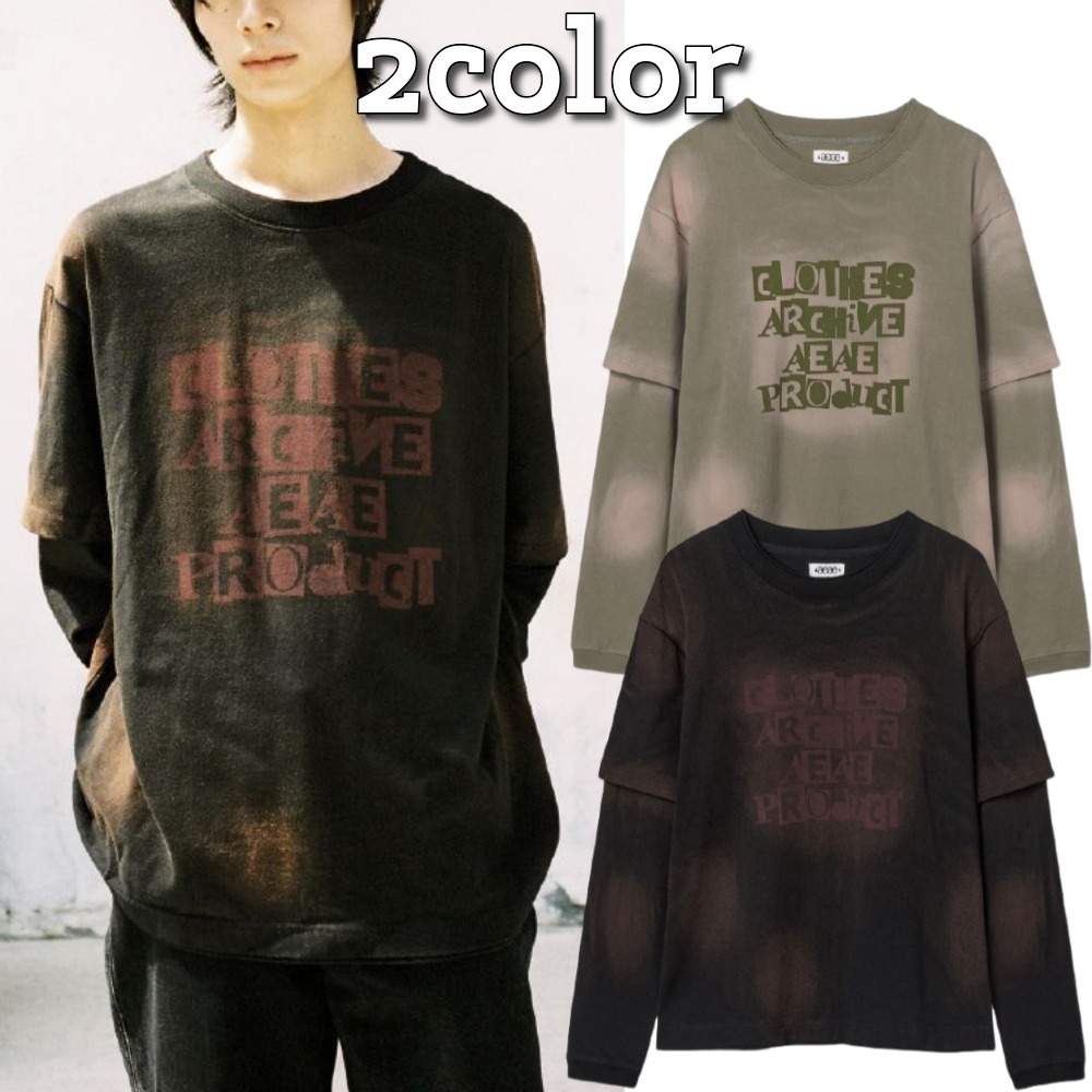 AEAE★韓国★人気★男女兼用★FADED LAYERED L/S 2色 長袖