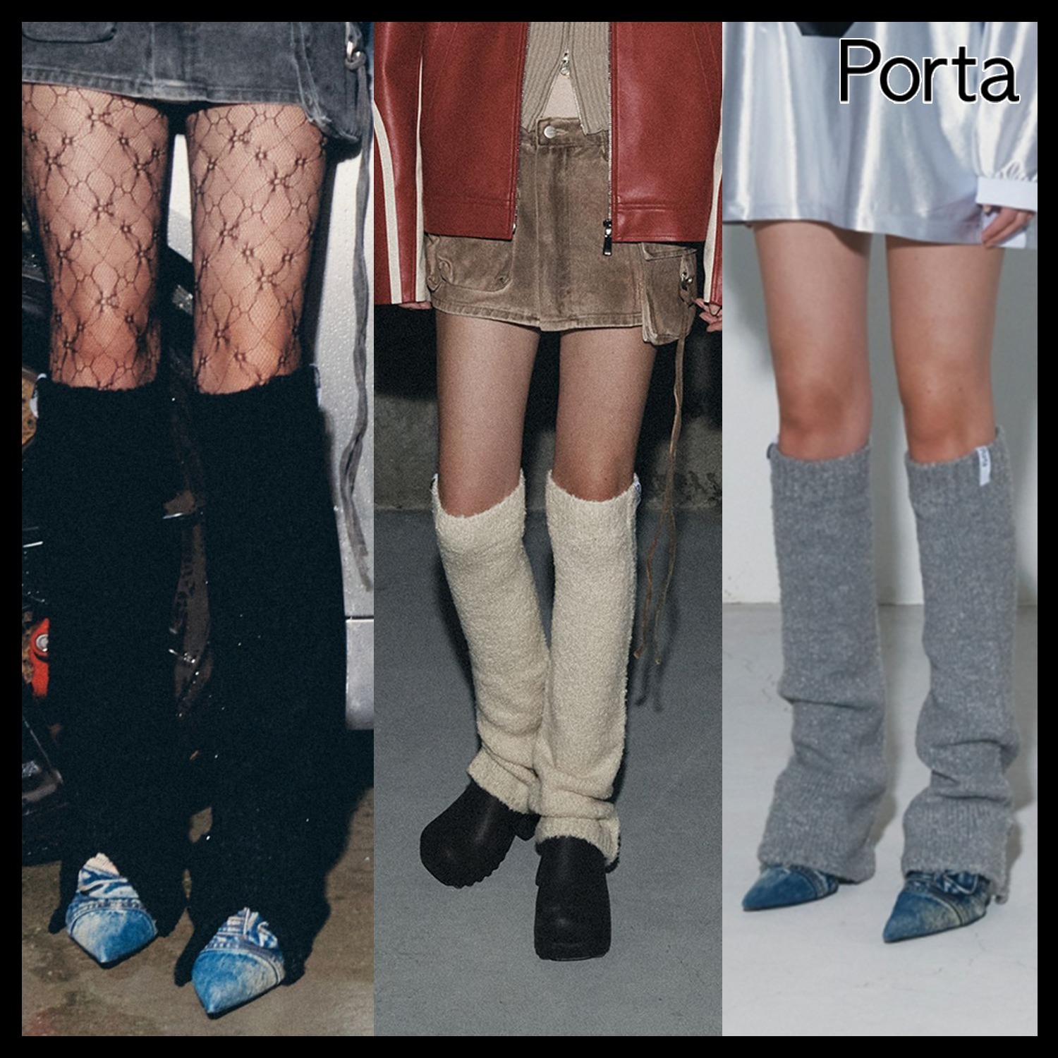 【PORTA】BOUCLE KNIT LEG WARMERS / 追跡付