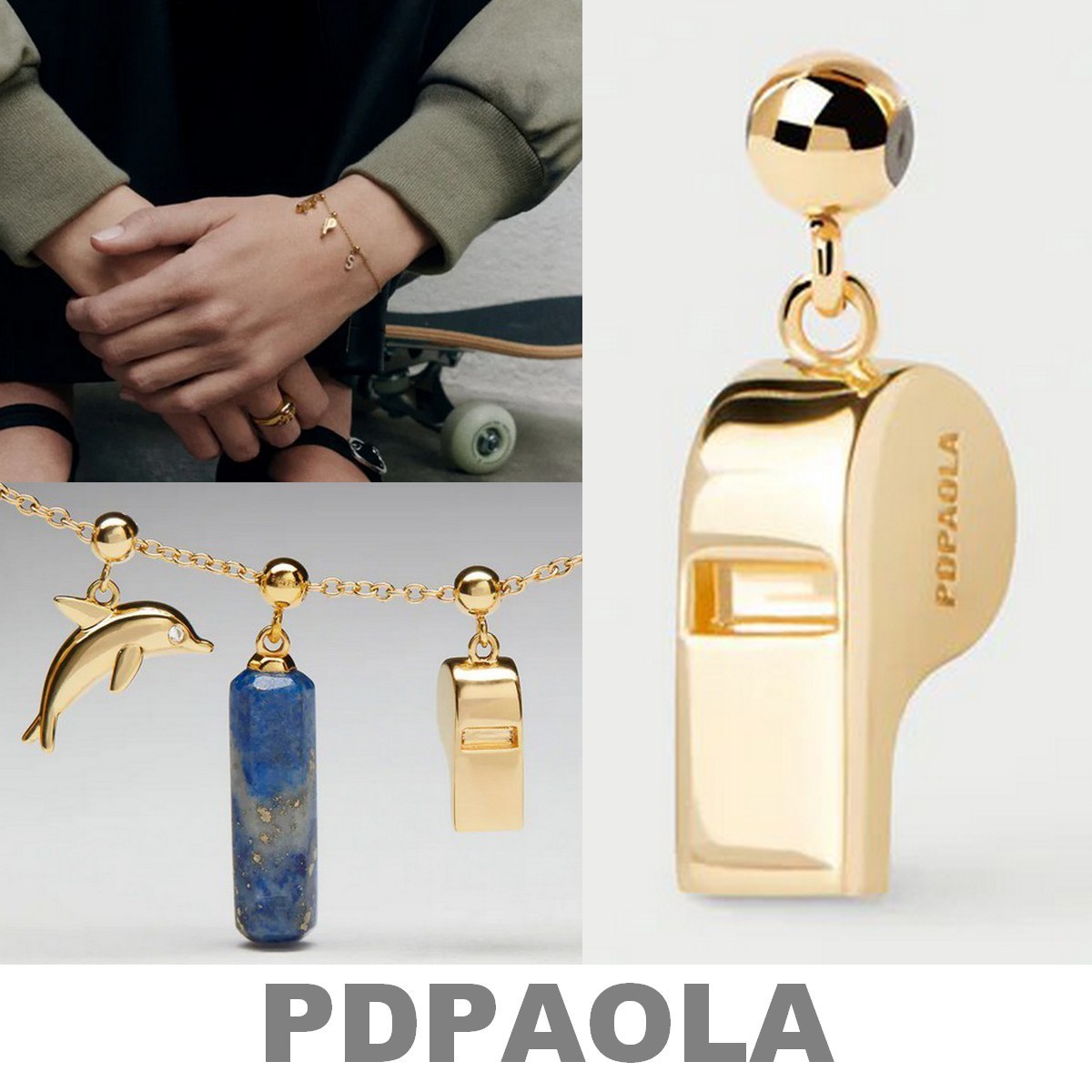 【LB掲載】限定◆PDPAOLA ホイッスル型 ネックレスチャーム◆G