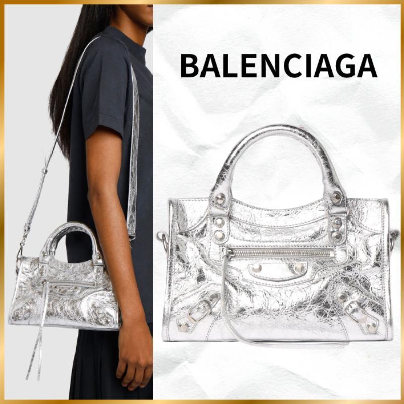 ◆BALENCIAGA◆Le City T Arena Storico レザー バッグ シルバー