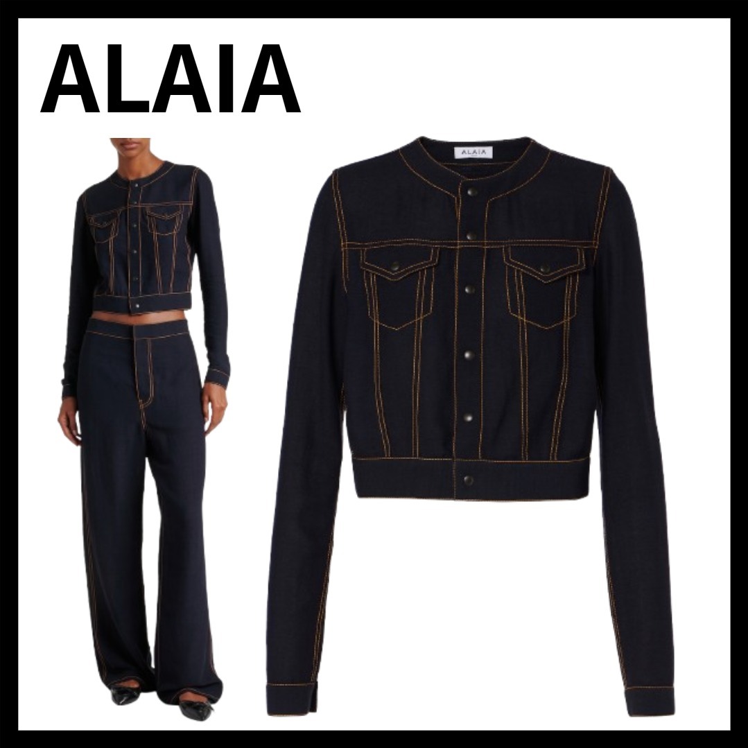 ALAIA アライア ゆったりとしたクロップド丈 ウール混ジャケット