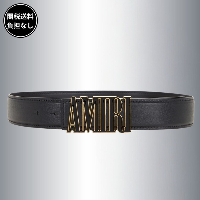 AMIRI ロゴバックル レザーベルト | ブラック | FARFETCH JP