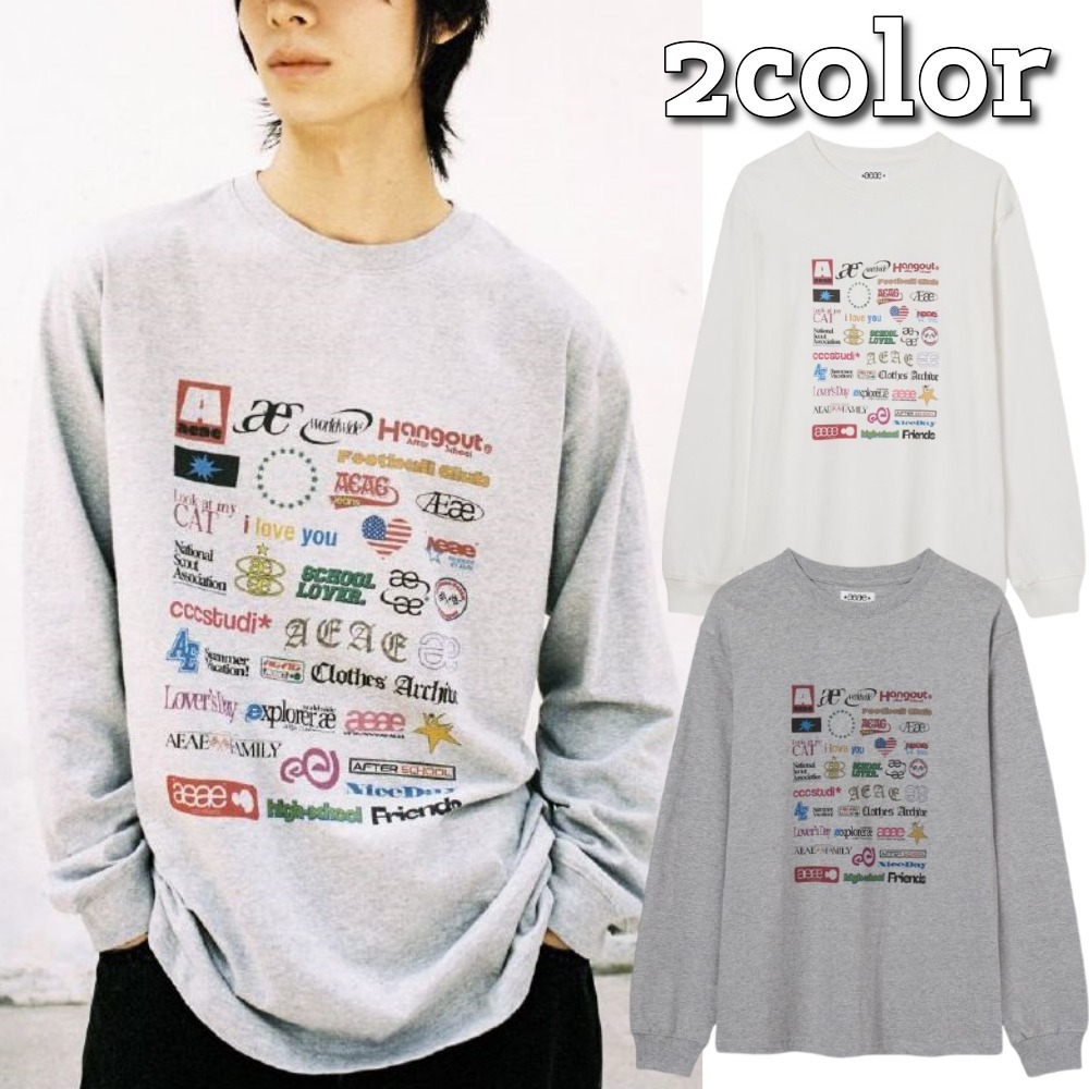 AEAE★韓国★人気★男女兼用★STICKER L/S 2色 長袖