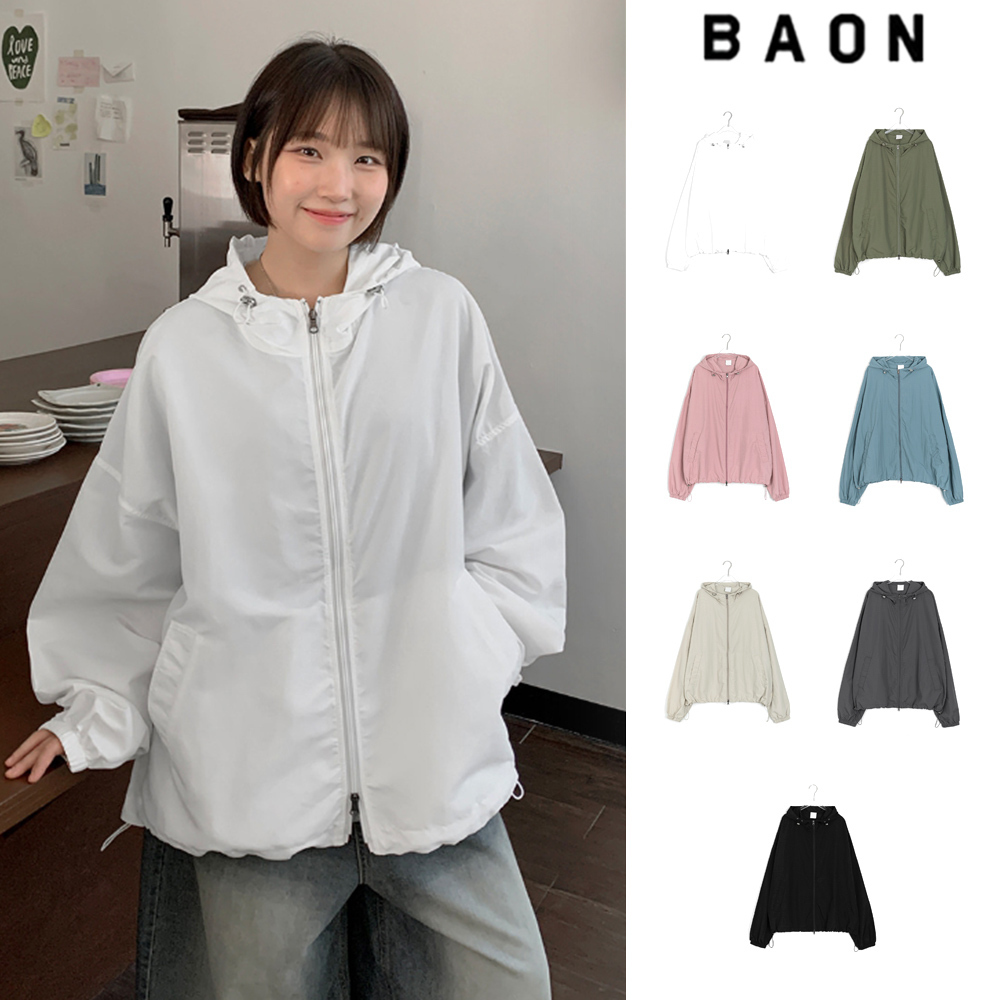 【BAON】[unisex] Annab Two-Way String Color Hood Wind Zip-Up