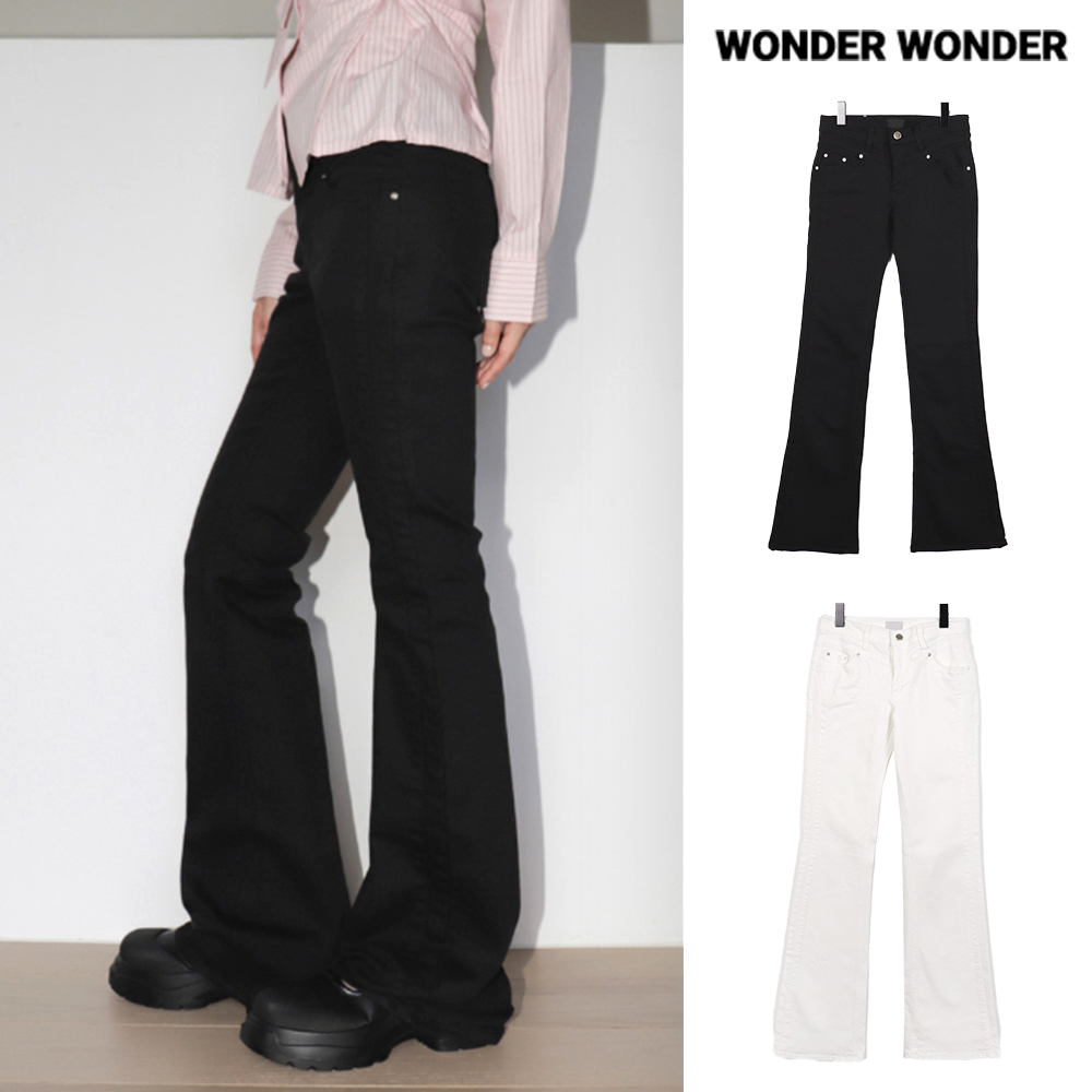 【WONDER WONDER】Lajeun Low Rise Slit Cotton Bootcut Pants