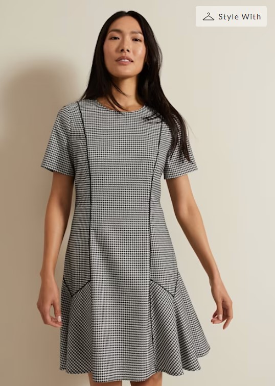 関税込 特価/完売前に【Phase Eight】千鳥格子 ミニ ドレス ☆Phase eight Viola千鳥格子ミニAライン 上質ワンピ☆