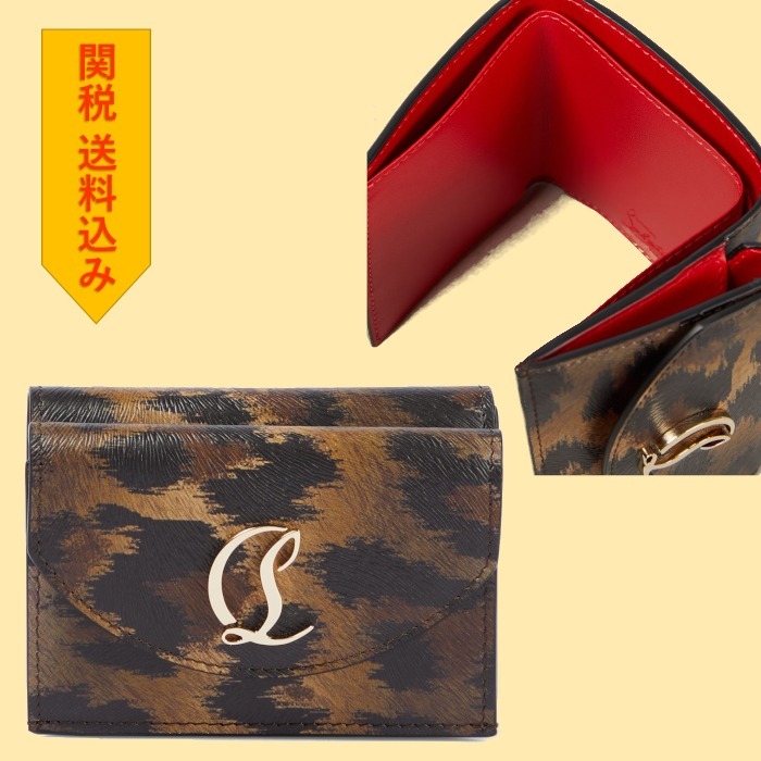【Christian Louboutin】 CL 型押しヒョウ柄レザーウォレット