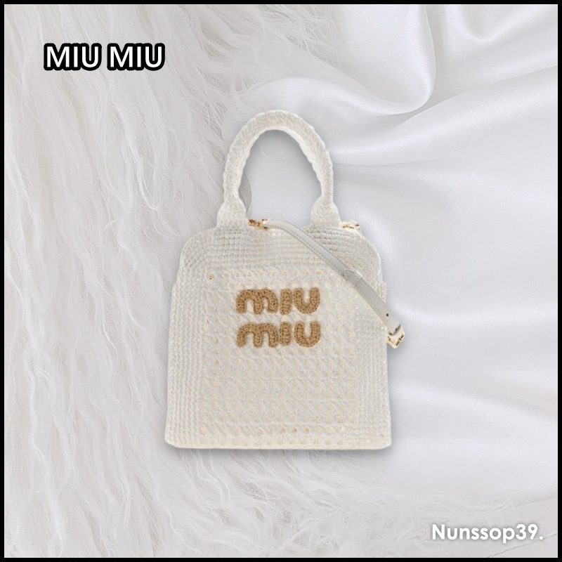 《MIU MIU》 5BA283 2DO1 F0965 ラピア クロシェ トートバッグ