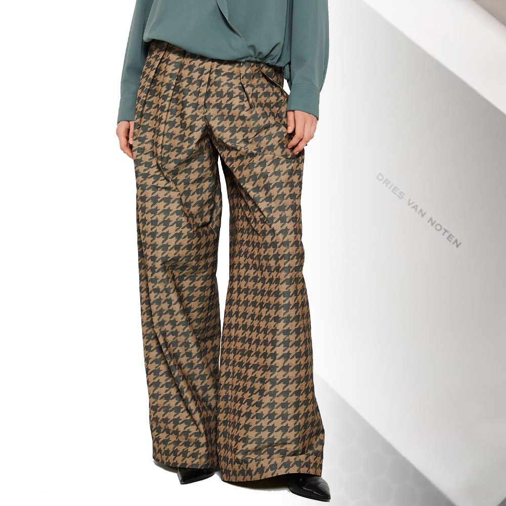【DRIES VAN NOTEN】FW24 千鳥格子 ワイド パンツ 送料関税込