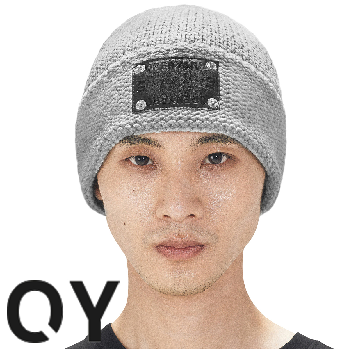 ★OY★ LEATHER PATCH BEANIE - GREY★正規品/韓国直送料込/人気