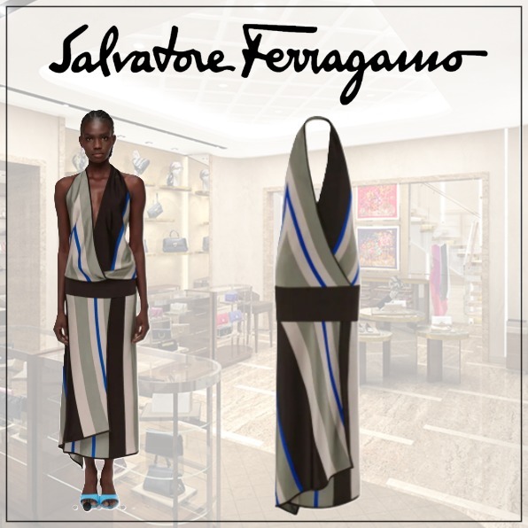 [Salvatore Ferragamo]アシンメトリーニットワンピース