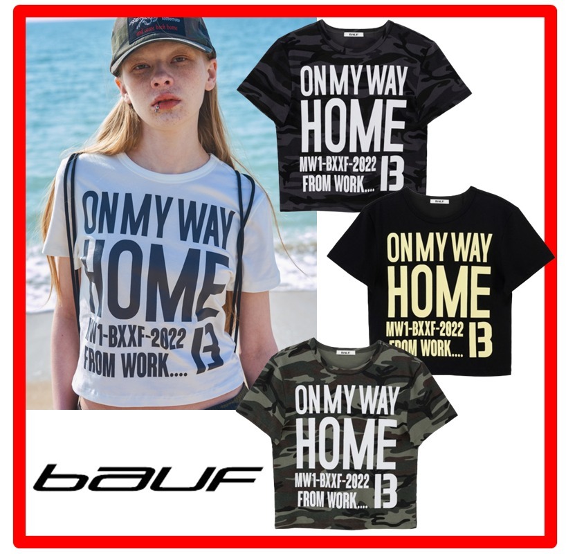 ☆韓国の人気☆【BAUF】☆Home Typo Crop Tee☆Tシャ.ツ☆
