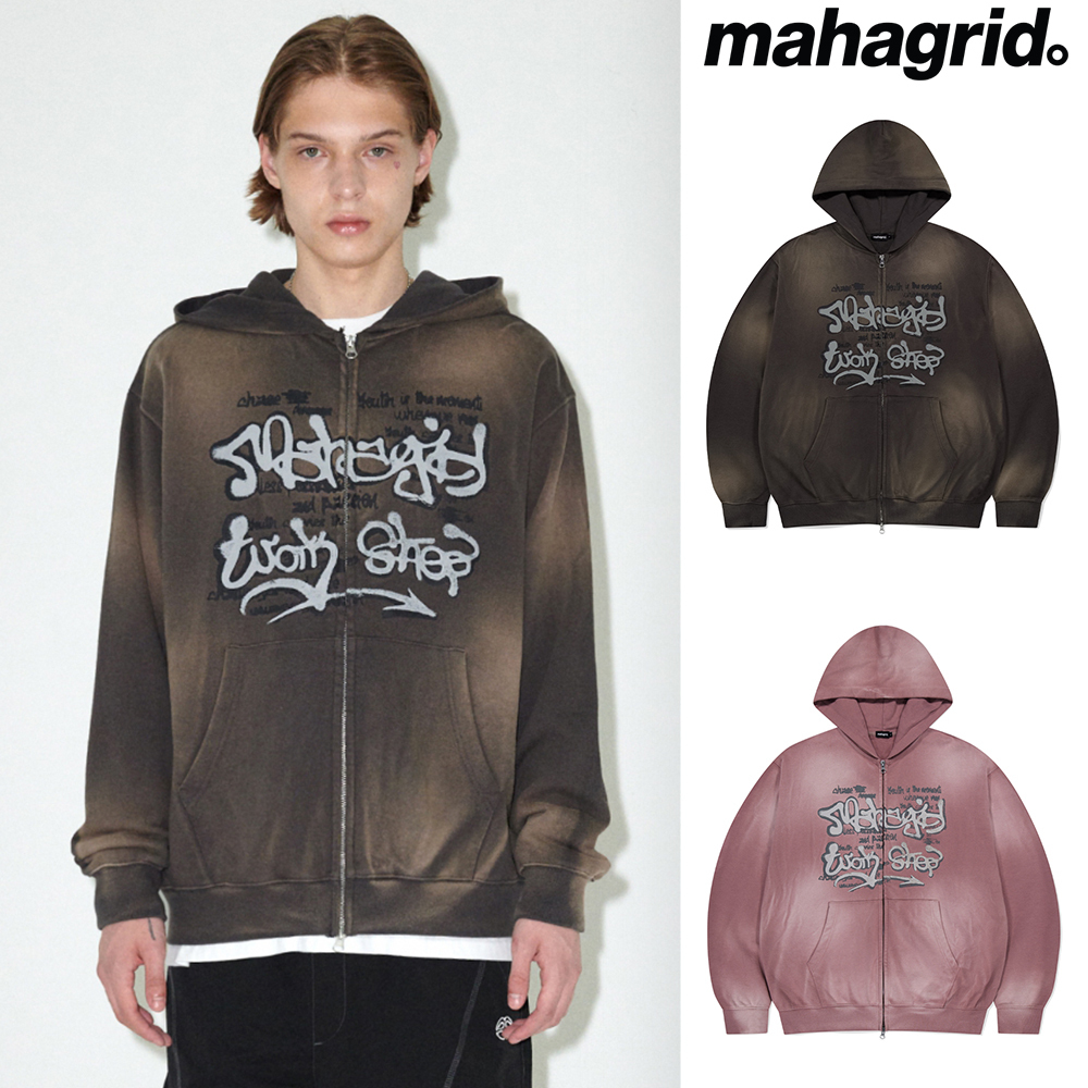 【mahagrid】24FW★ SPRAY GRAFFITI ZIP UP HOODIE